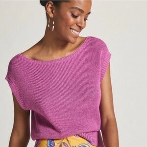 Anthropologie Maeve Pink Sleeveless Boatneck Sweater Vest
